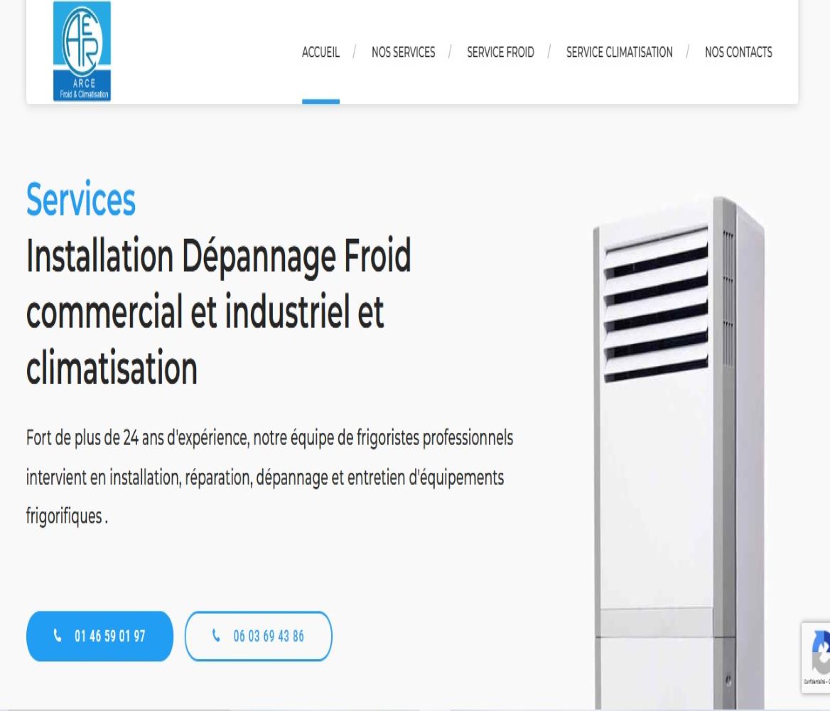 WebSite air conditioning and refrigeration company « Arce-Clim-Froid »
